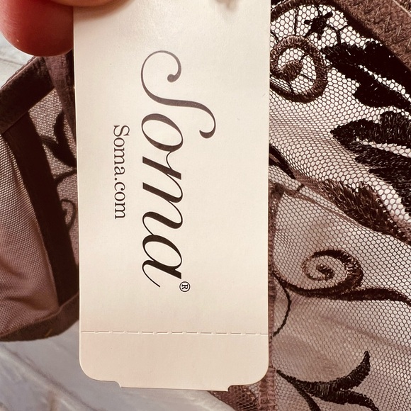 NWT Soma Sensuous Lace Unlined Underwire Bra 34 D Mochaccino Black #0551 - Picture 11 of 15